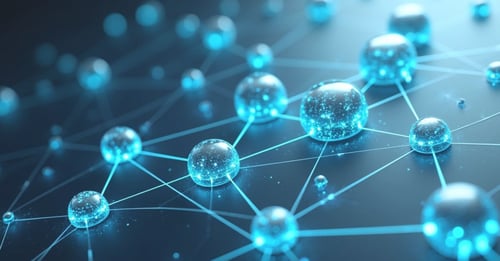 Futuristic blue network of glowing interconnected spheres, symbolising enterprise data connectivity and AI integration.